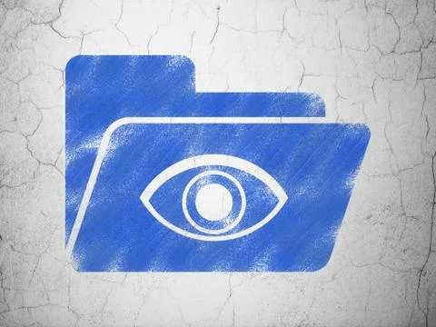 Business concept: Folder With Eye on wall background Illustrazione stock