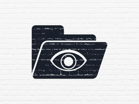Business concept: Folder With Eye on wall background Stock Illustration