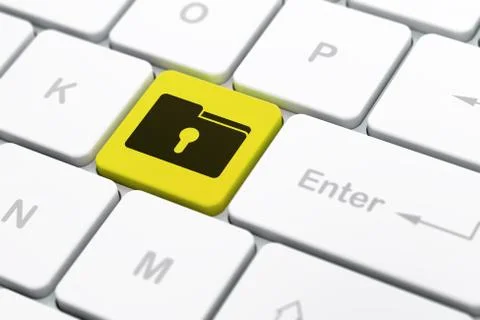 Business concept: Folder With Keyhole on computer keyboard backg Illustrazione stock