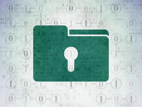 Business concept: Folder With Keyhole on Digital Data Paper background 스톡 일러스트