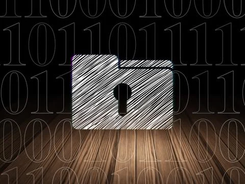 Business concept: Folder With Keyhole in grunge dark room 스톡 일러스트