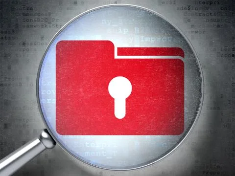 Business concept: Folder With Keyhole with optical glass on dig 스톡 일러스트