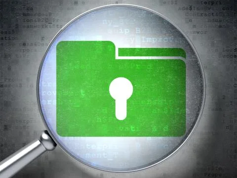 Business concept: Folder With Keyhole with optical glass on digital background Stock Illustration