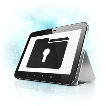 Business concept: Folder With Keyhole on tablet pc computer Stock Illustration