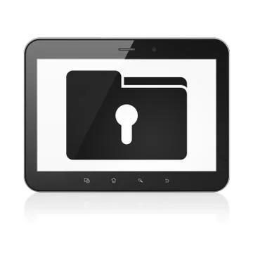 Business concept: Folder With Keyhole on tablet pc computer Stock Illustration