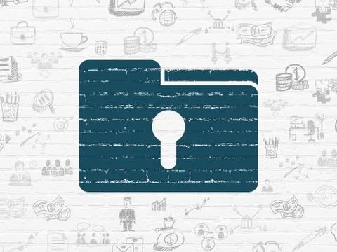 Business concept: Folder With Keyhole on wall background Stock Illustration