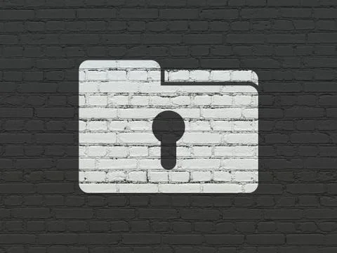 Business concept: Folder With Keyhole on wall background Stock Illustration