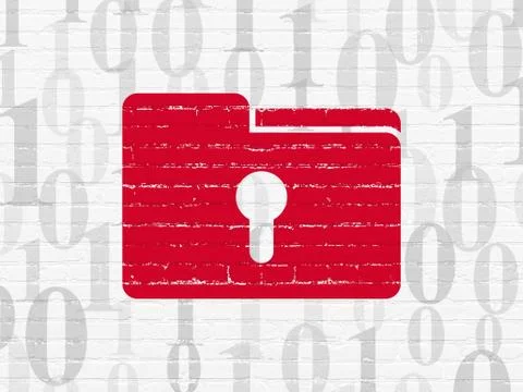 Business concept: Folder With Keyhole on wall background 스톡 일러스트