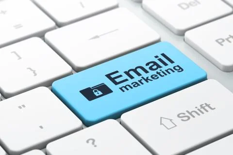 Business concept: Folder With Lock and Email Marketing on computer keyboard Stock Illustration
