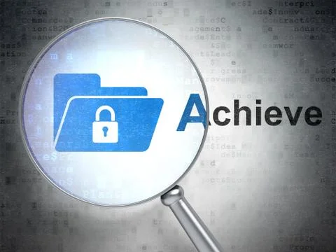 Business concept: Folder With Lock and Achieve with optical glass 스톡 일러스트