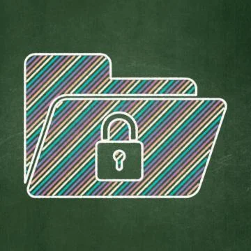 Business concept: Folder With Lock on chalkboard background Stock Illustration