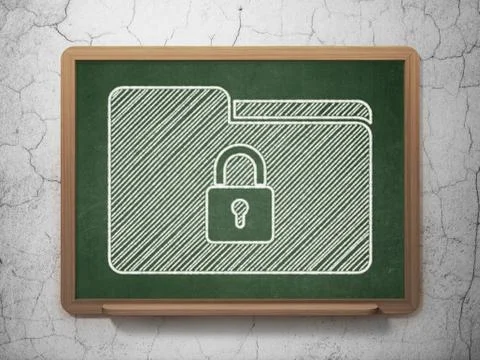 Business concept: Folder With Lock on chalkboard background Stock Illustration