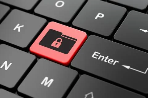 Business concept: Folder With Lock on computer keyboard 스톡 일러스트