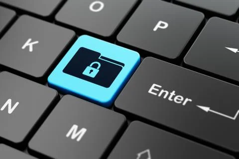 Business concept: Folder With Lock on computer keyboard background 库存插图