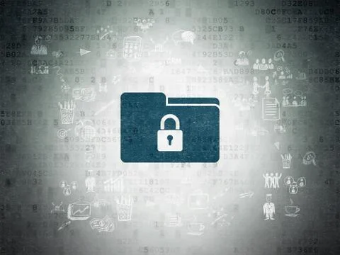 Business concept: Folder With Lock on Digital Paper background イラスト素材