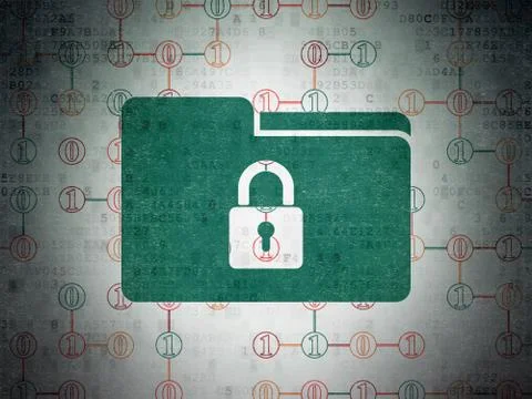 Business concept: Folder With Lock on Digital Paper background 스톡 일러스트