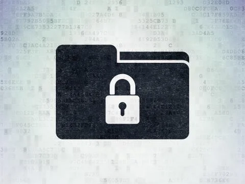 Business concept: Folder With Lock on Digital Data Paper background Stock Illustration