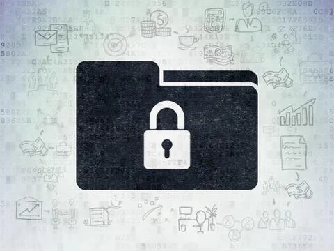 Business concept: Folder With Lock on Digital Data Paper background Ilustração Stock