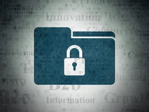 Business concept: Folder With Lock on Digital Data Paper background Stock Illustration