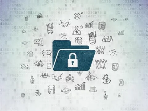 Business concept: Folder With Lock on Digital Data Paper background Stock Illustration