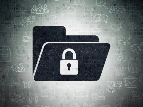 Business concept: Folder With Lock on Digital Data Paper background Stock Illustration