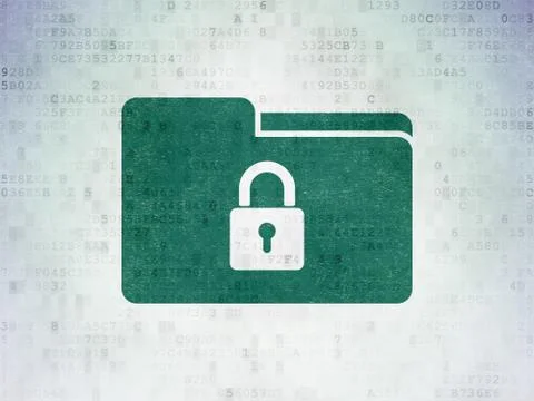 Business concept: Folder With Lock on Digital Data Paper background Stock Illustration