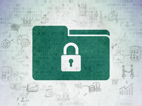 Business concept: Folder With Lock on Digital Data Paper background Stock Illustration