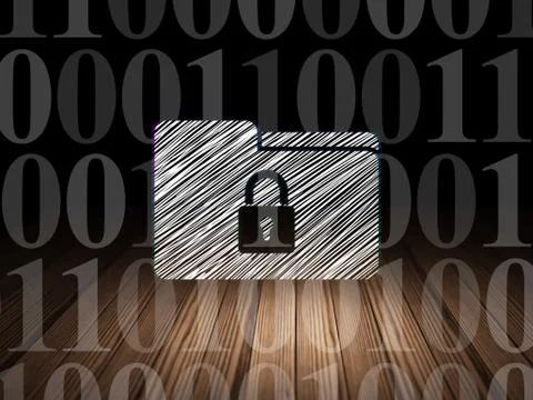 Business concept: Folder With Lock in grunge dark room Stock Illustration