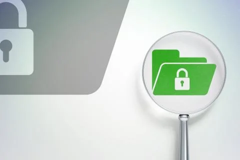 Business concept:  Folder With Lock with optical glass on digital background 스톡 일러스트