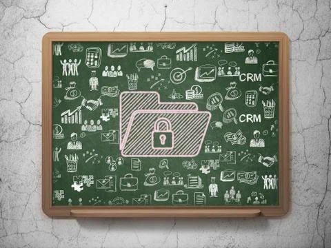Business concept: Folder With Lock on School board background Stock Illustration