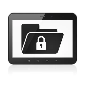 Business concept: Folder With Lock on tablet pc computer Stock Illustration