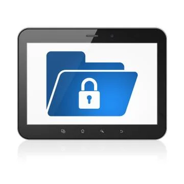 Business concept: Folder With Lock on tablet pc computer Stock Illustration