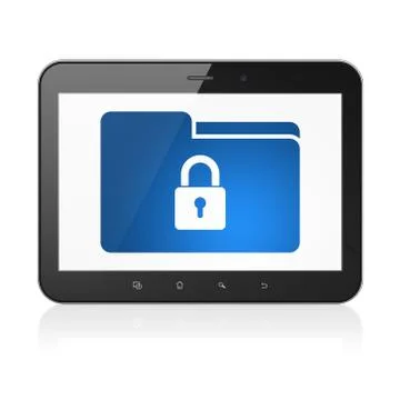 Business concept: Folder With Lock on tablet pc computer イラスト素材