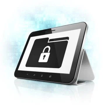 Business concept: Folder With Lock on tablet pc computer Stock Illustration