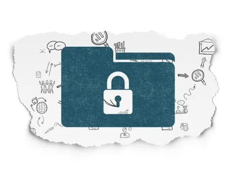 Business concept: Folder With Lock on Torn Paper background Stock Illustration