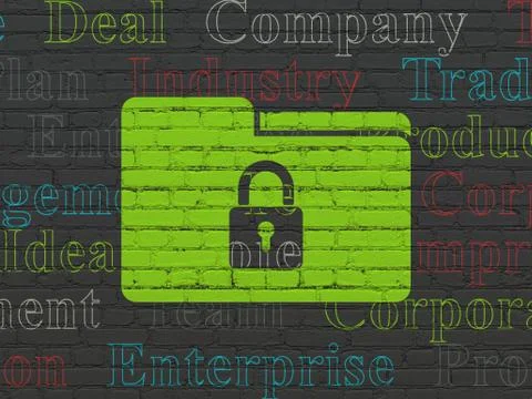 Business concept: Folder With Lock on wall background Stock Illustration