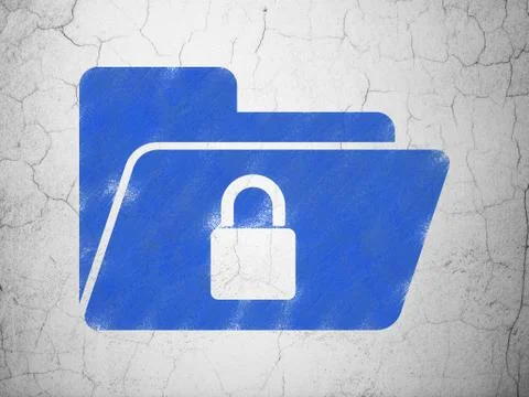 Business concept: Folder With Lock on wall background Stock Illustration