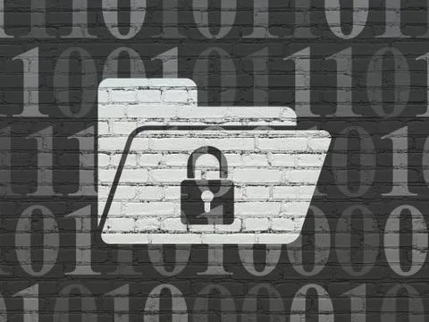 Business concept: Folder With Lock on wall background Stock Illustration