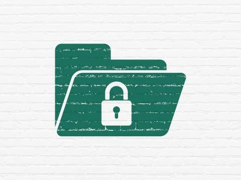 Business concept: Folder With Lock on wall background Stock Illustration