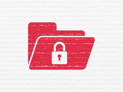 Business concept: Folder With Lock on wall background Stock Illustration