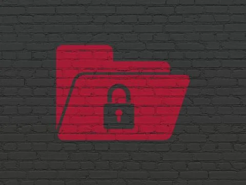 Business concept: Folder With Lock on wall background Stock Illustration
