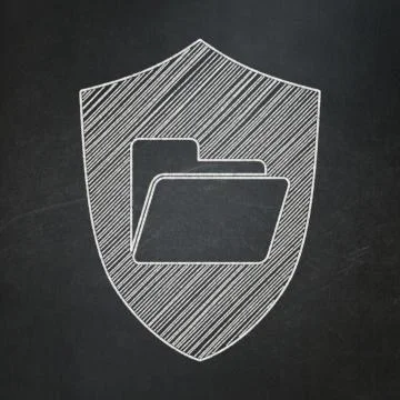 Business concept: Folder With Shield on chalkboard background Stock Illustration