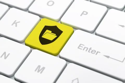 Business concept: Folder With Shield on computer keyboard background Stock Illustration