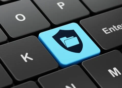 Business concept: Folder With Shield on computer keyboard background Illustrazione stock