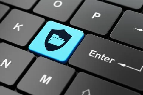 Business concept: Folder With Shield on computer keyboard background Ilustração Stock