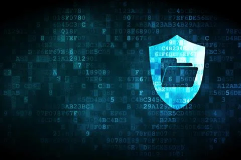 Business concept: Folder With Shield on digital background Stockillustratie