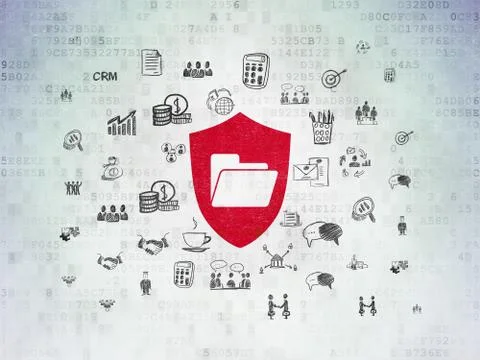 Business concept: Folder With Shield on Digital Data Paper background Illustrazione stock