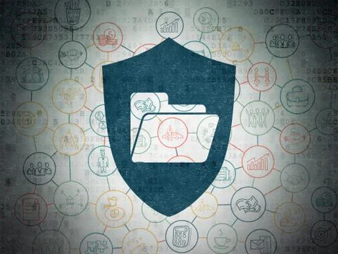 Business concept: Folder With Shield on Digital Data Paper background Stock Illustration
