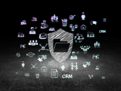 Business concept: Folder With Shield in grunge dark room Stock Illustration