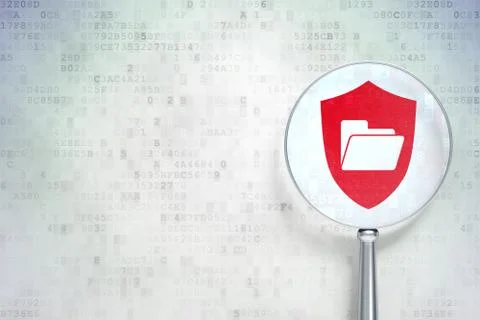 Business concept: Folder With Shield with optical glass on digital background 库存插图